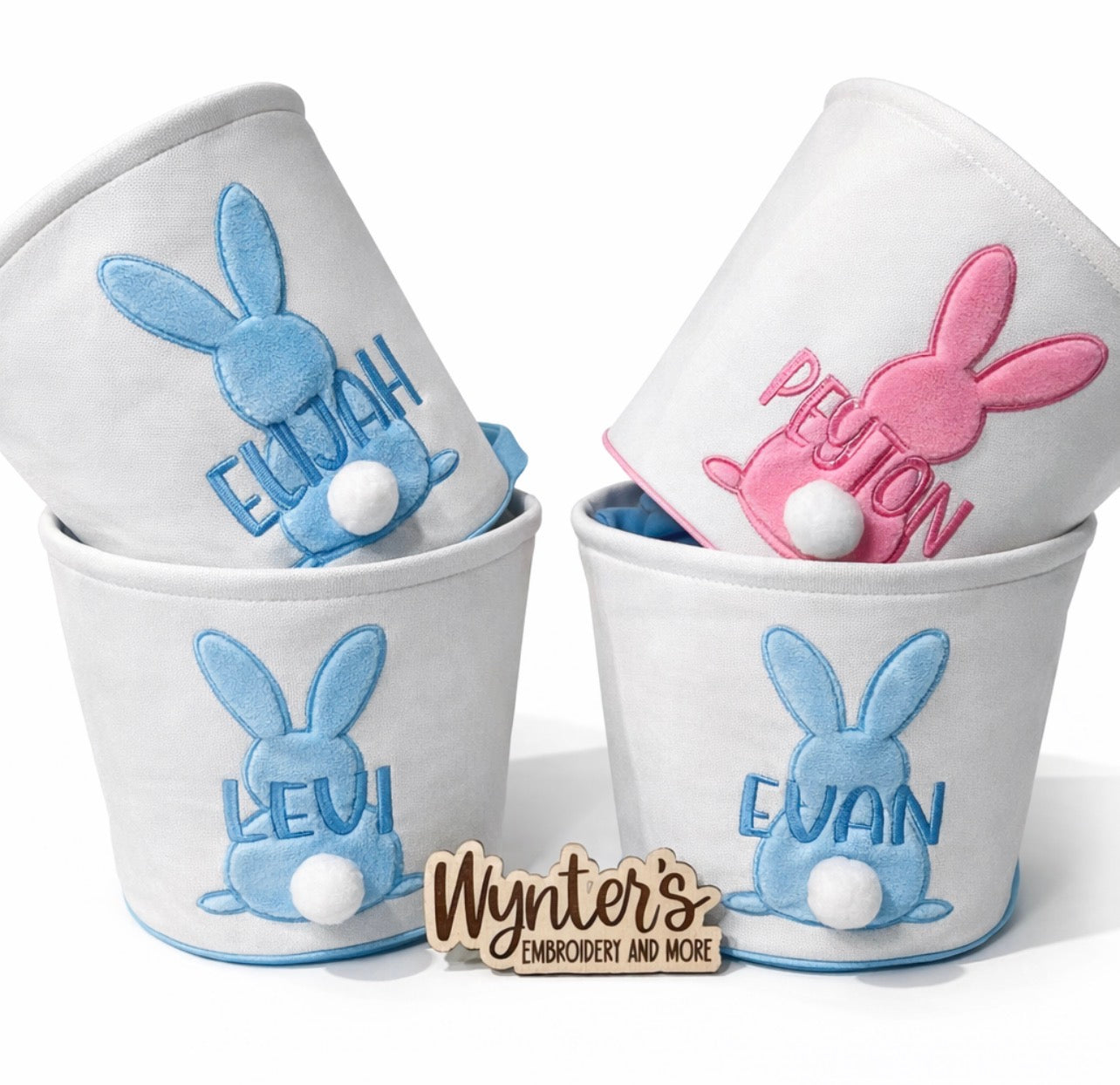 Embroidered Personalize Bunny Tail Easter Basket