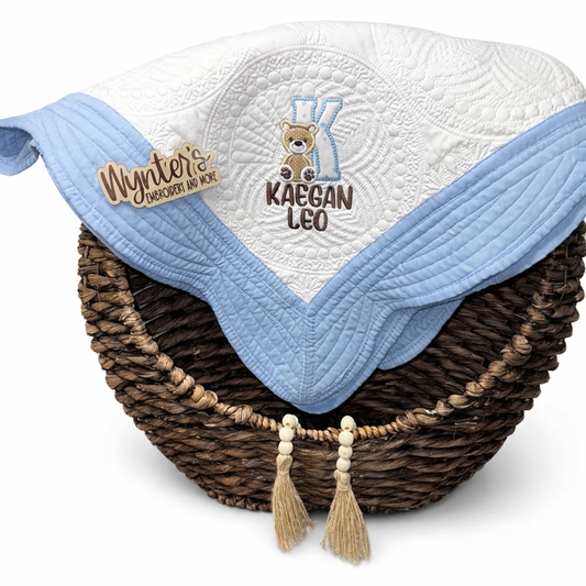 Embroidered Personalized Heirloom Quilt W/Applique Design