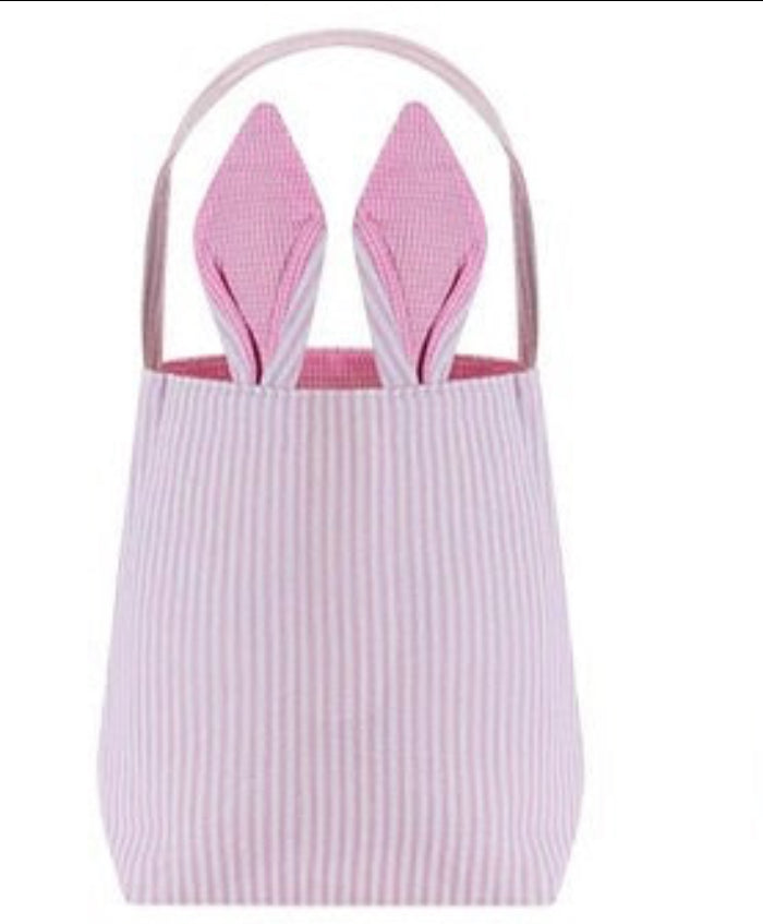 Embroidered Gingham Bunny Ears Easter Basket