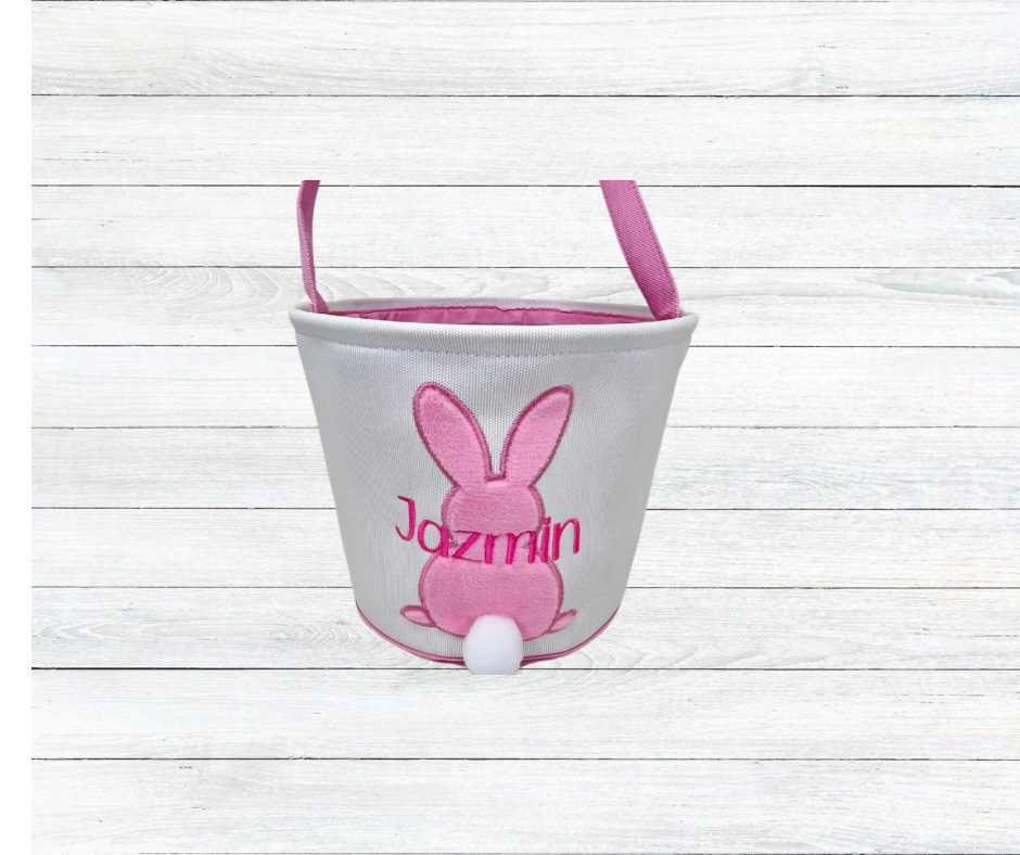 Embroidered Personalize Bunny Tail Easter Basket