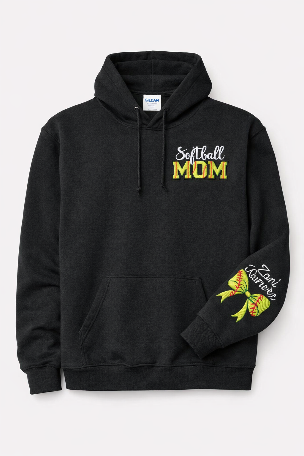 Softball Mom Embroidered Sweatshirt W/ Personalized Sleeve Option