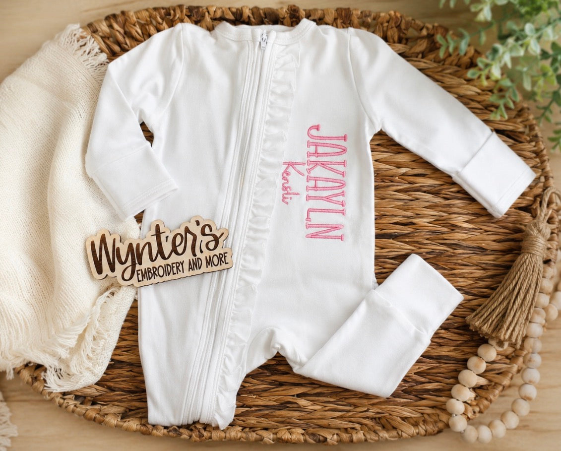 Personalized EmbroideredRuffle Romper