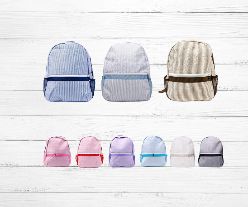 Embroidered Toddler Seersucker Backpacks