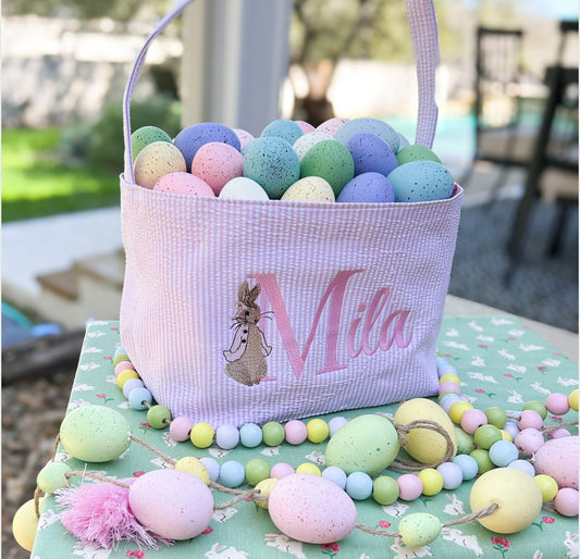 Embroidered Seersucker Easter Baskets