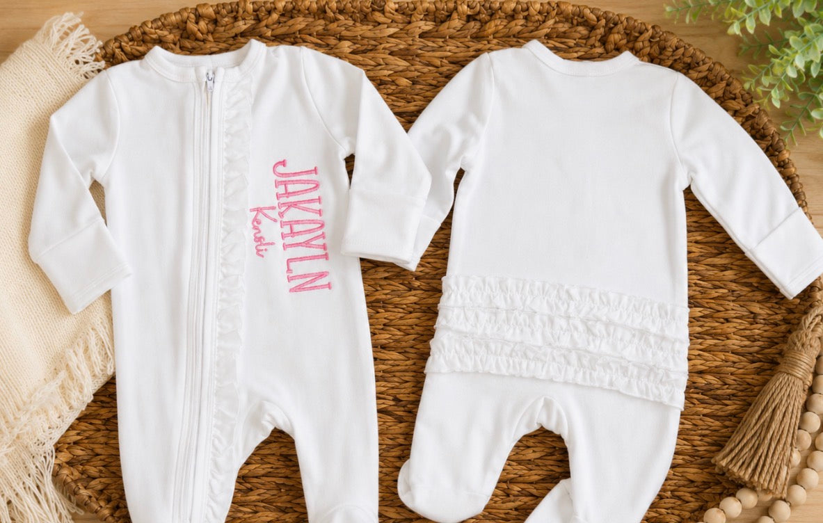 Personalized EmbroideredRuffle Romper