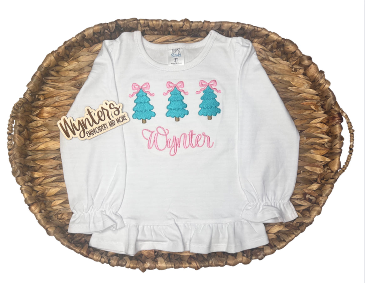 Embroidered Kids Christmas Tree Shirt